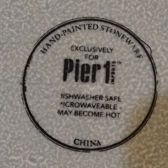 Pier 1 Set Of 4 Hand-Painted 8.5" Stoneware Plates Green With Brown Edges - Picture 2 of 7